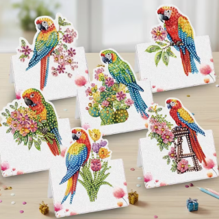 Preview: Diamond Painting 6 Stück Grusskarten Papageien